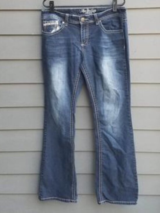 Denim - Love Indigo Bling on Back Pockets Jeans Size 10